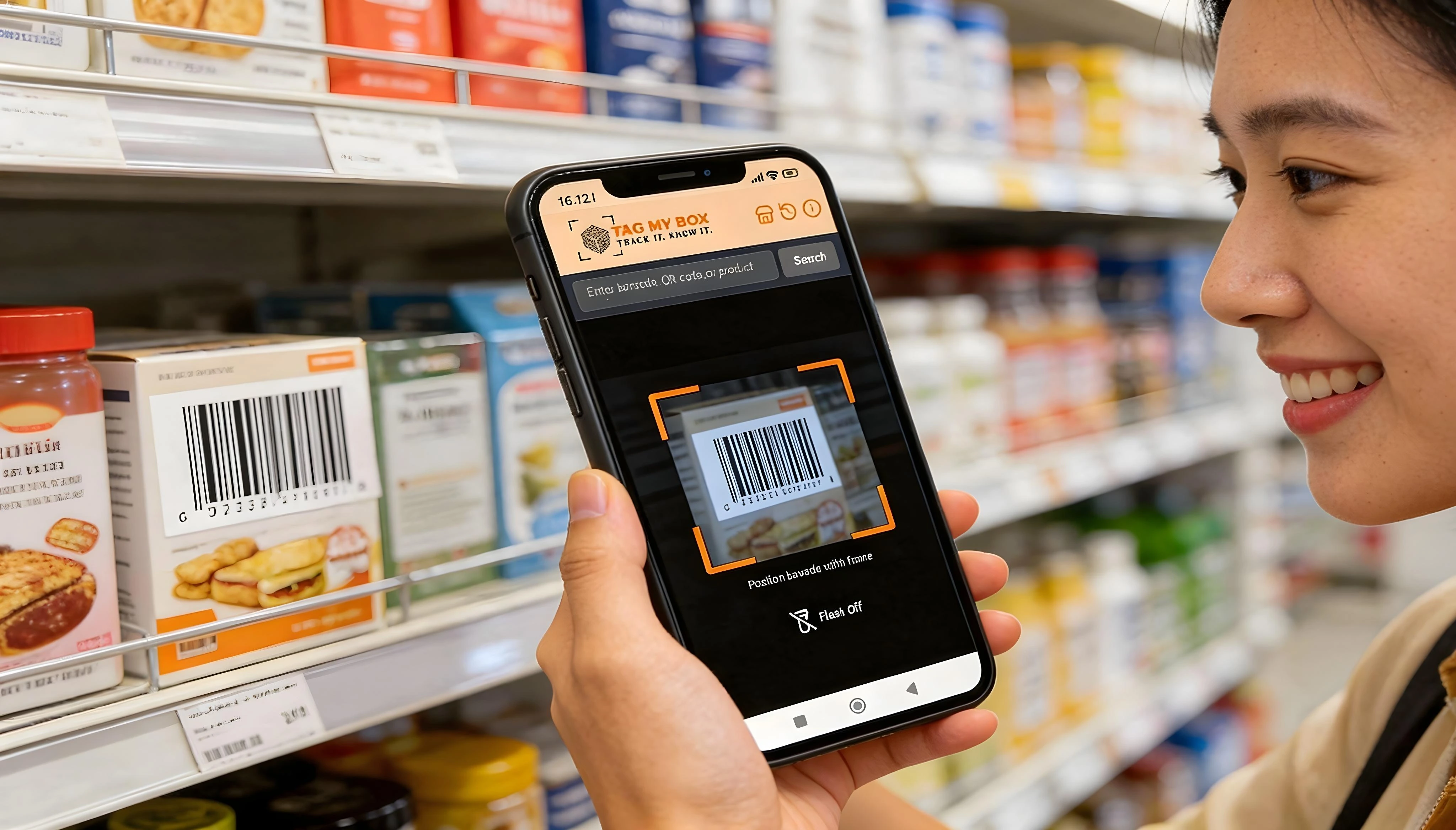 Person scanning QR code with smartphone